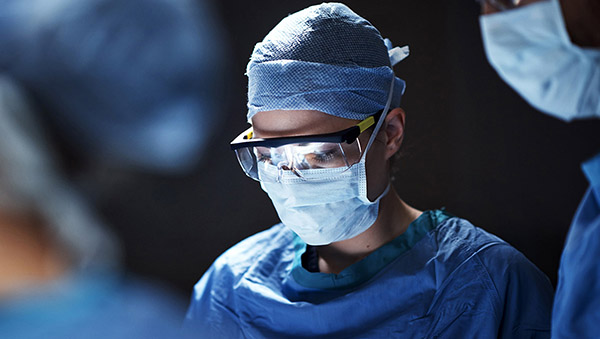 close up of surgeon in operating room